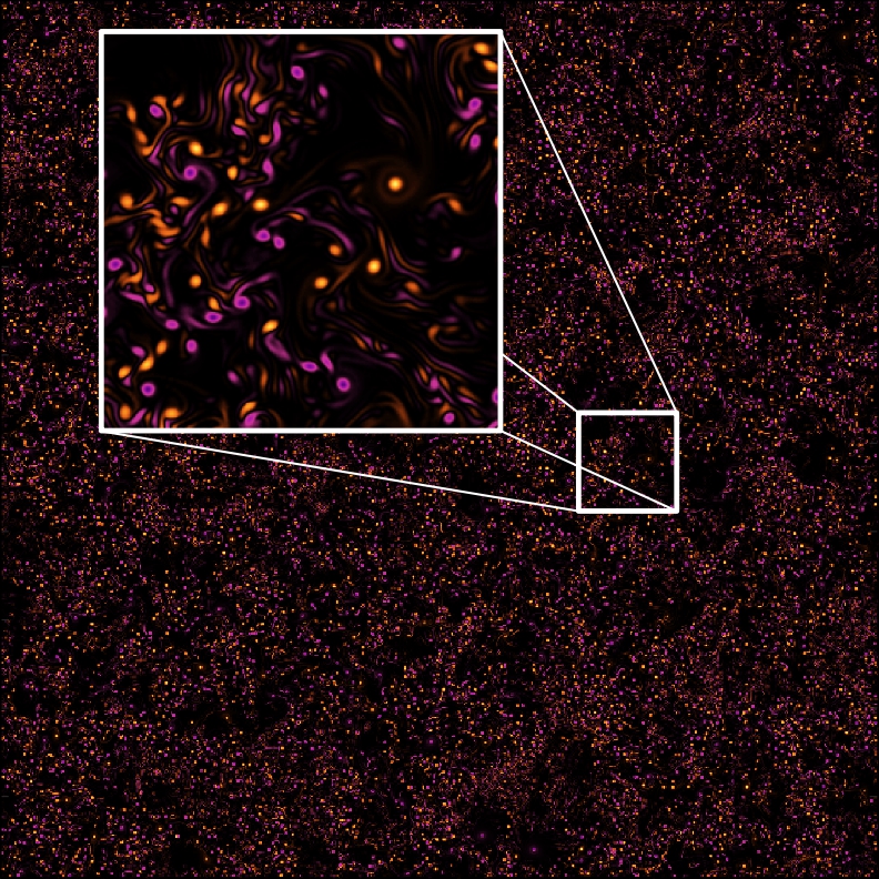 Researchers have discovered that swimming bacteria show hidden order in their motion when their activity exceeds a critical threshold. The inset above is a zoomed-in view of swirling motion within a bacterial suspension. Image: Dr Anupam Gupta